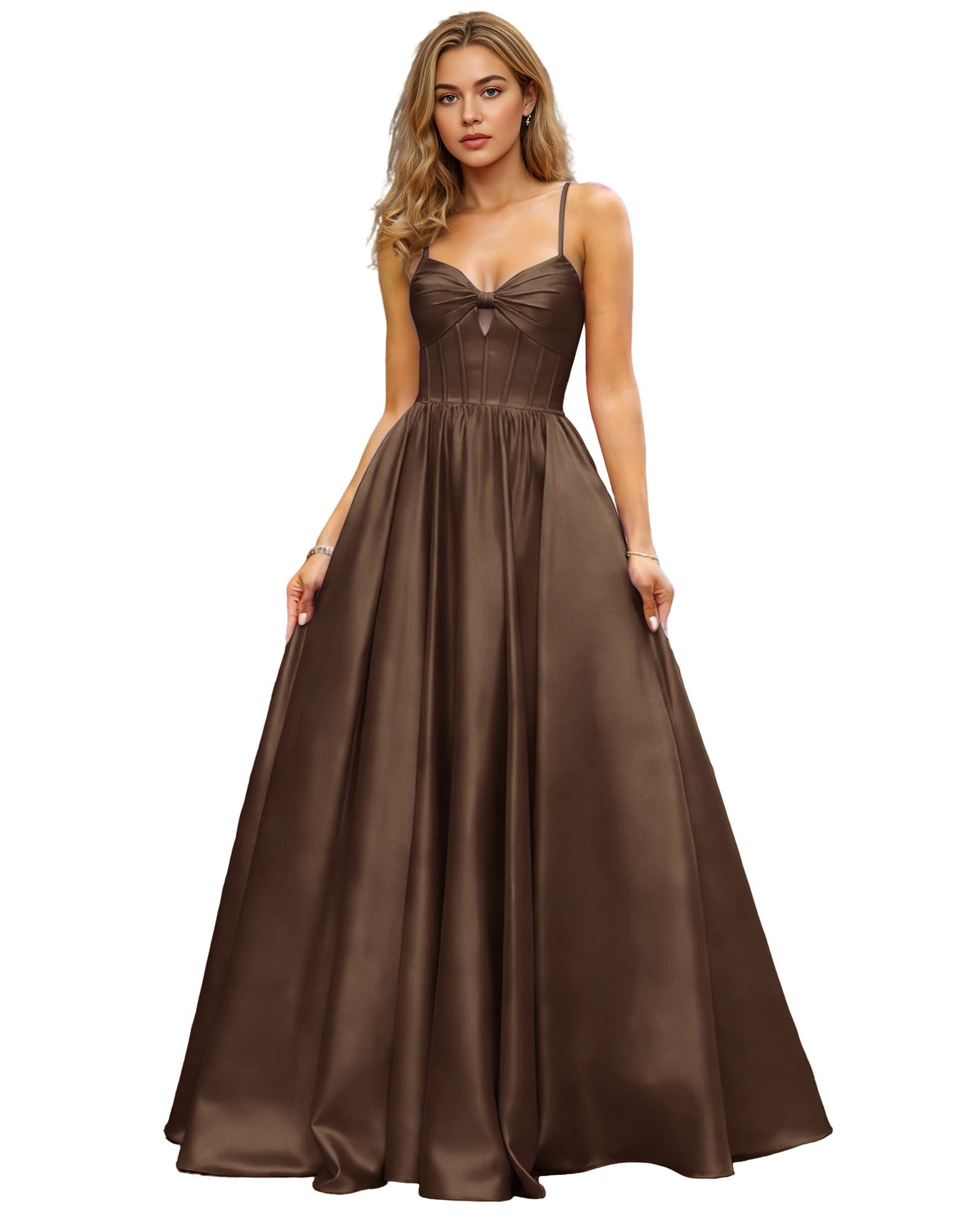 Spaghetti Strap Chiffon Empire Waist Prom Dress with Flowing dress