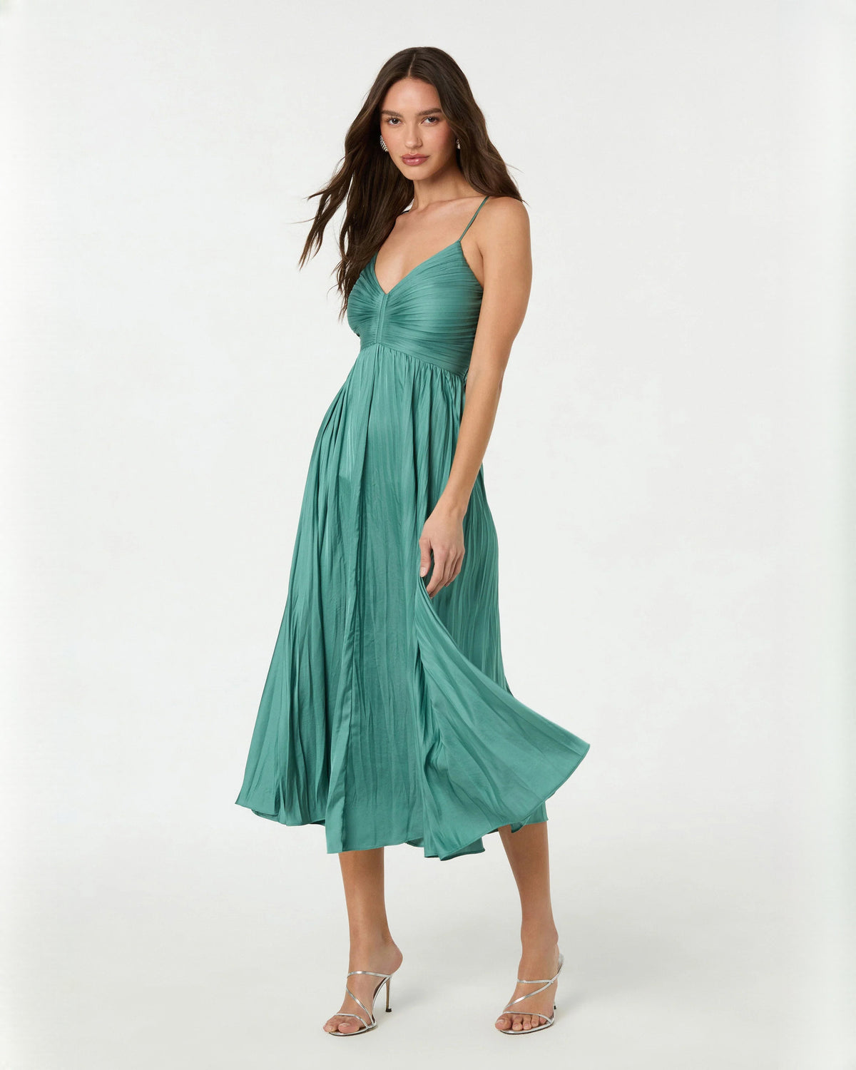 Elegant Wedding Ceremony Sleeveless Chiffon A-Line Midi Bridesmaid Dress