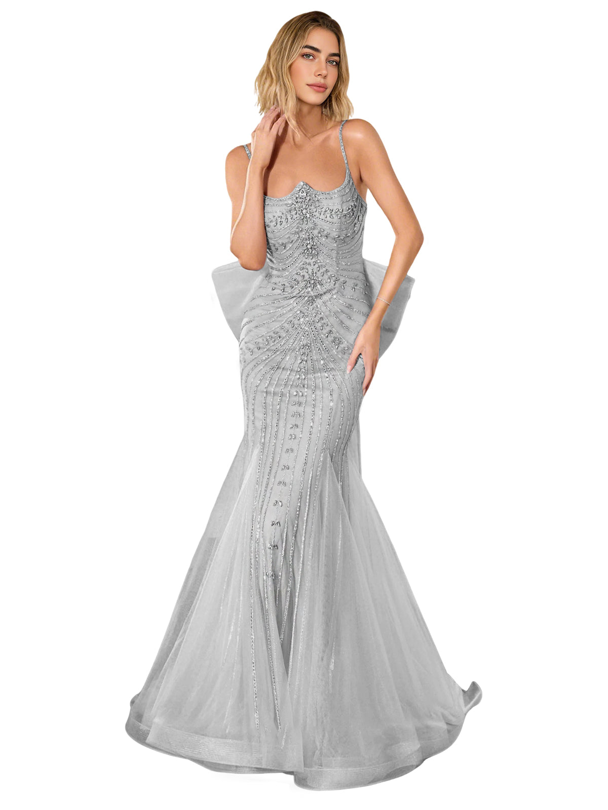 Strapless Lace Trumpet Prom Dress with Corset Back and Sweep Train