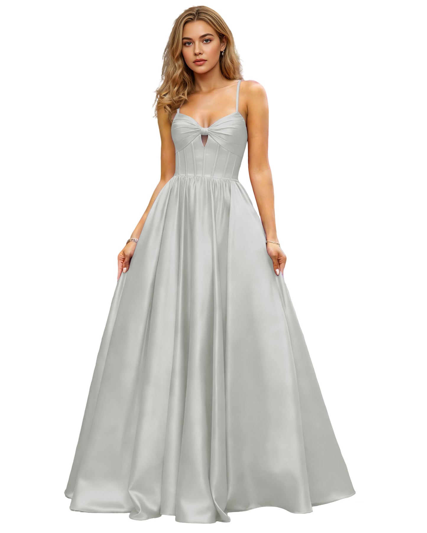 Spaghetti Strap Chiffon Empire Waist Prom Dress with Flowing dress