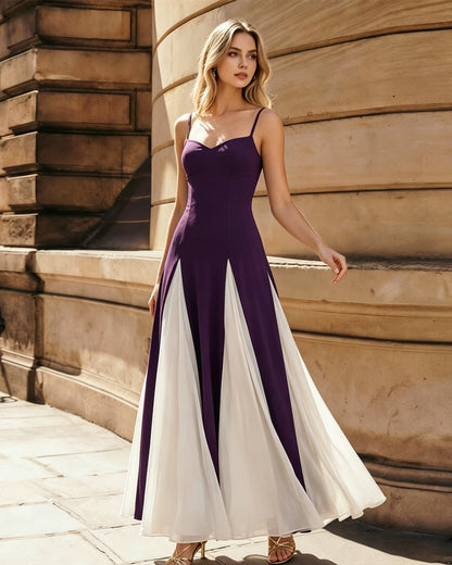 Spaghetti Strap Colorblock Wide Leg Formal Jumpsuit Dress