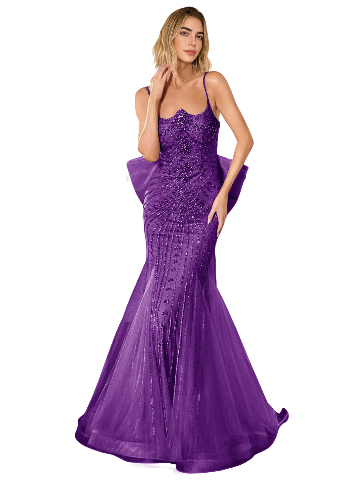 Strapless Lace Trumpet Prom Dress with Corset Back and Sweep Train
