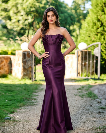 Strapless Pleated Bodice Formal Dress with Mermaid dress