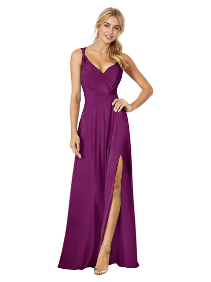 Sweetheart Chiffon Bridesmaid Dress with Spaghetti Straps and Slit