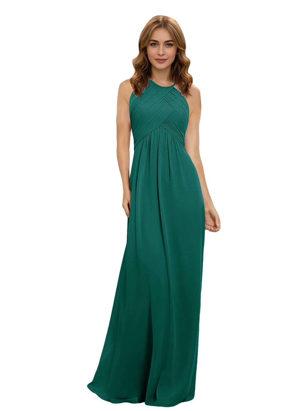 Twist Halter Chiffon Bridesmaid Dress with Keyhole Bodice