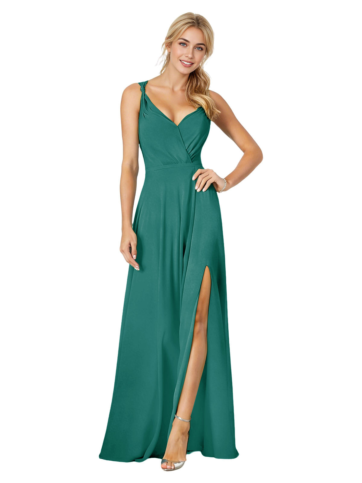 Sweetheart Chiffon Bridesmaid Dress with Spaghetti Straps and Slit
