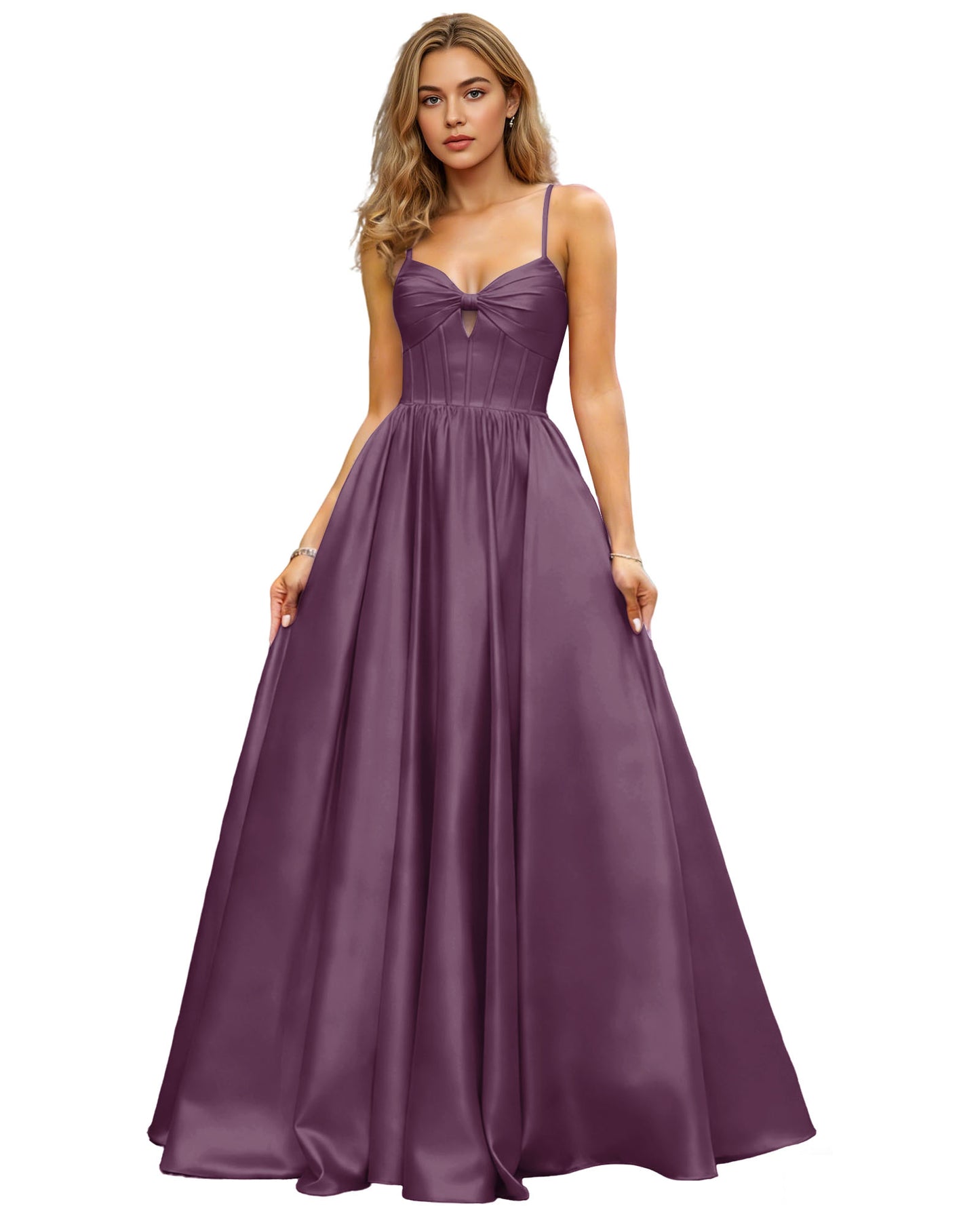 Spaghetti Strap Chiffon Empire Waist Prom Dress with Flowing dress