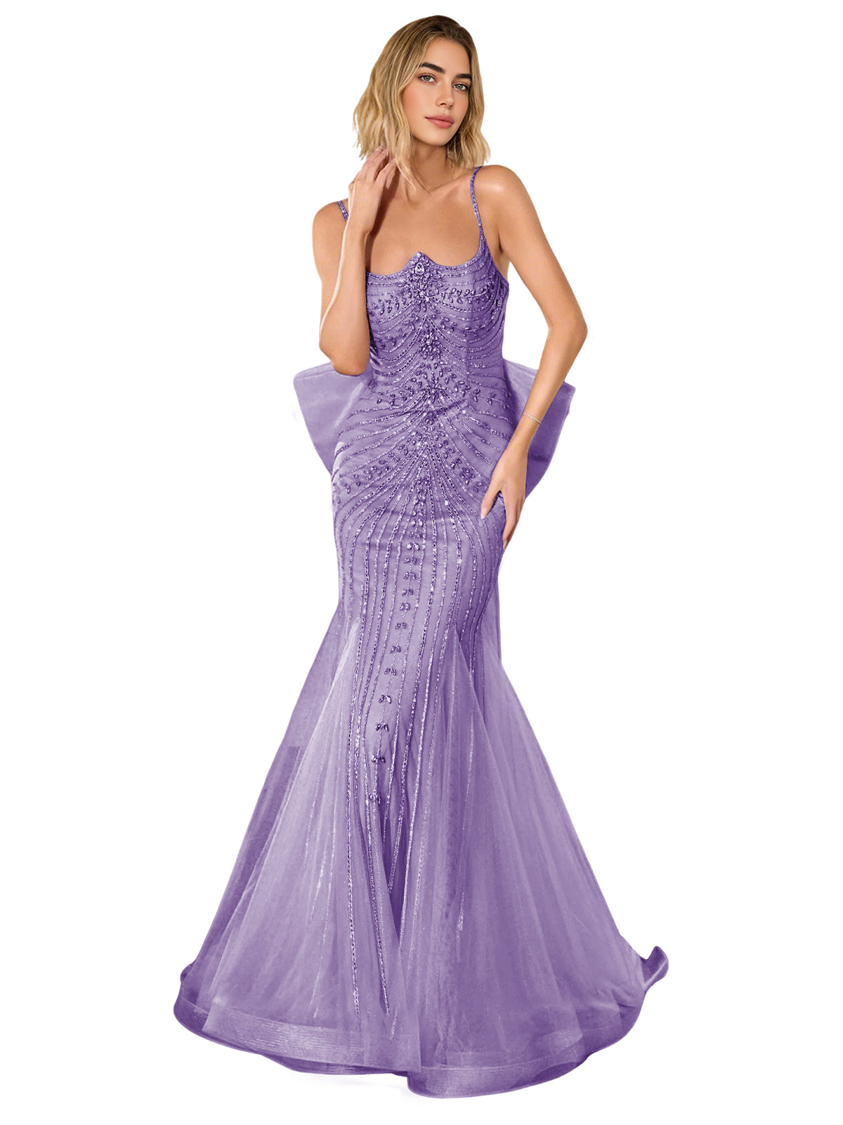Strapless Lace Trumpet Prom Dress with Corset Back and Sweep Train