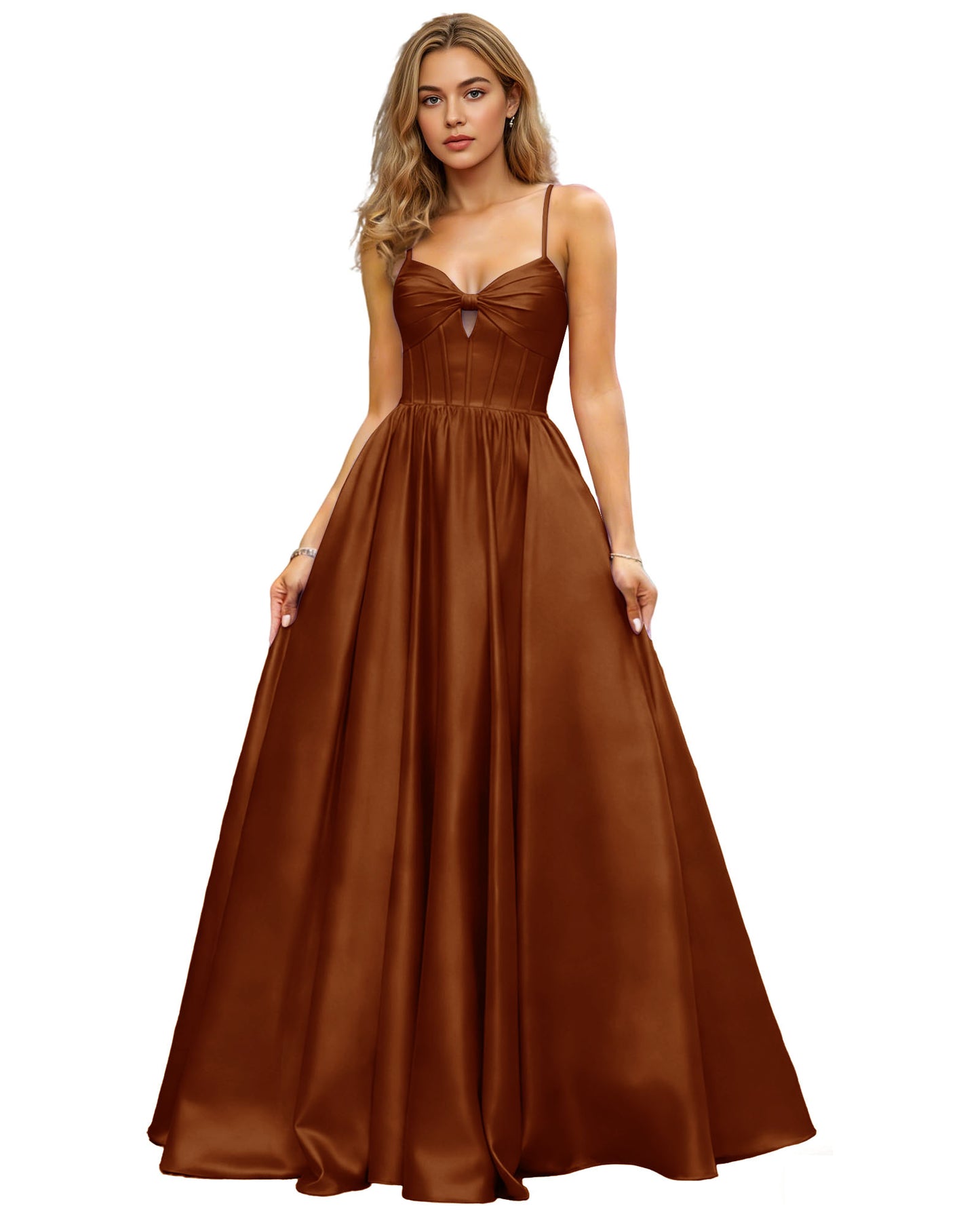Spaghetti Strap Chiffon Empire Waist Prom Dress with Flowing dress
