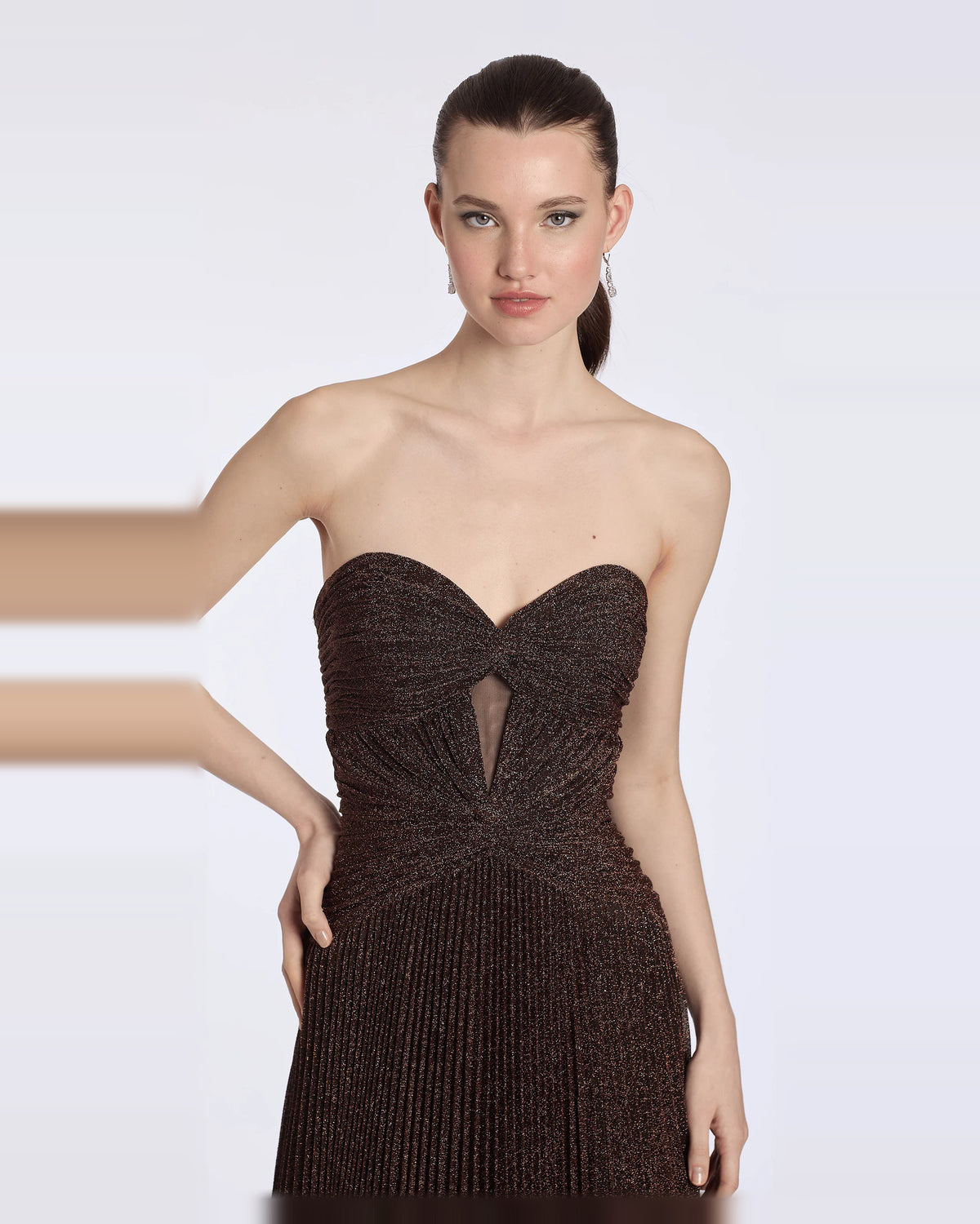 Pleated Side-Slit Strapless A-Line Maxi Prom Dress for Hotel Gala