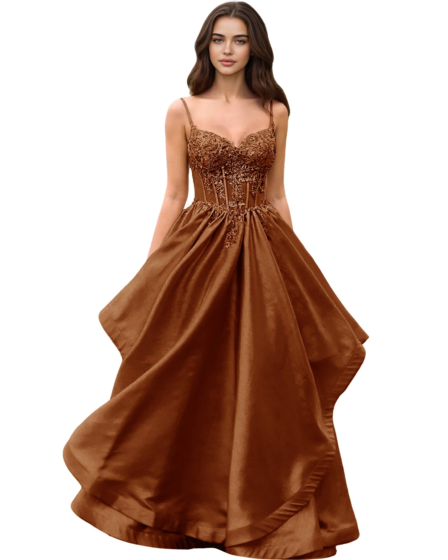Sweetheart Glitter Tulle A-Line Prom Dress with Layered dress and Corset