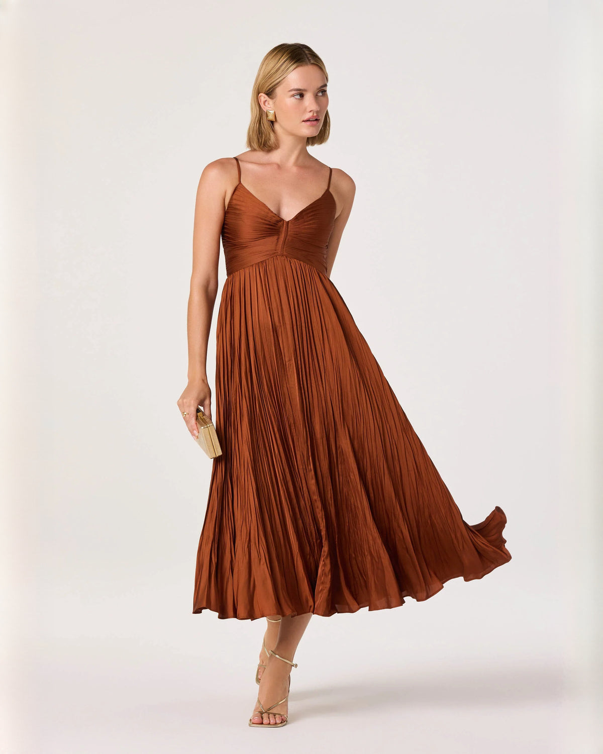 Elegant Wedding Ceremony Sleeveless Chiffon A-Line Midi Bridesmaid Dress