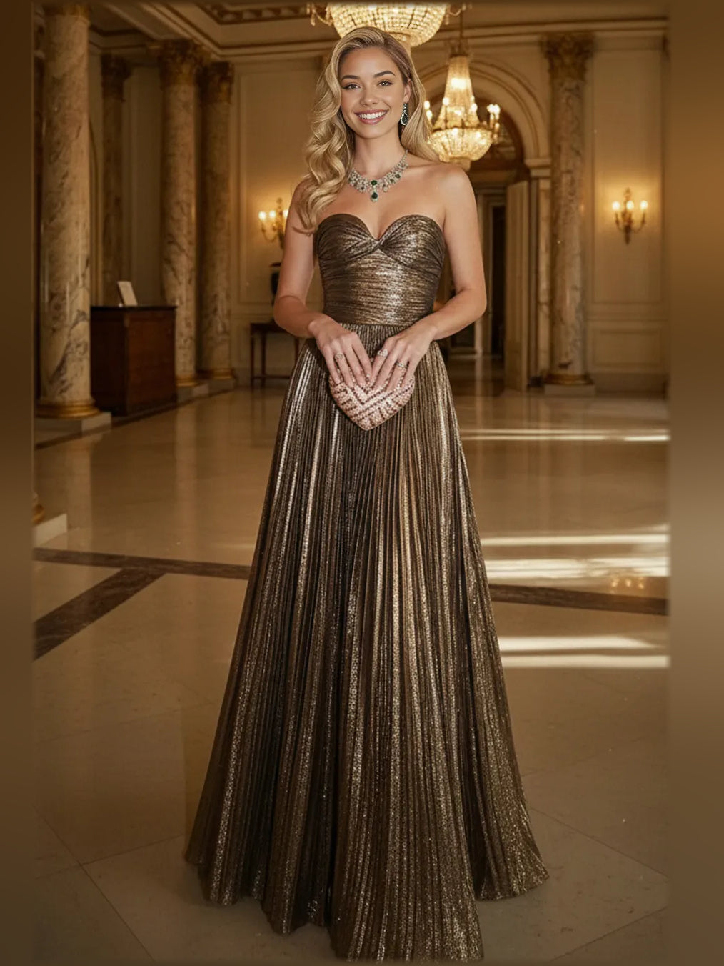 Sweetheart Ruching Pleats Floor-Length Formal Dress