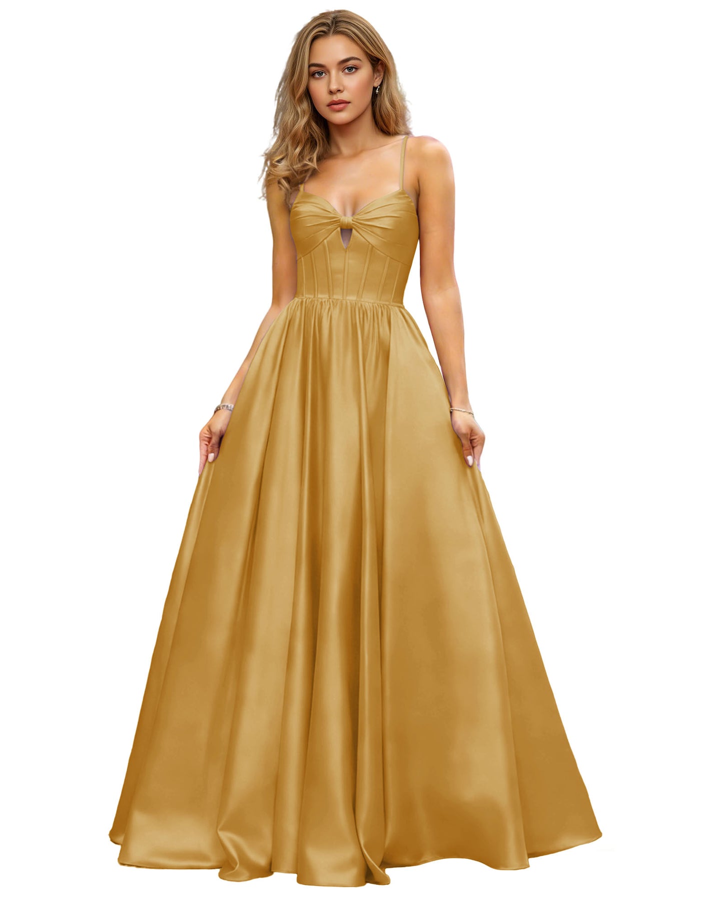 Spaghetti Strap Chiffon Empire Waist Prom Dress with Flowing dress