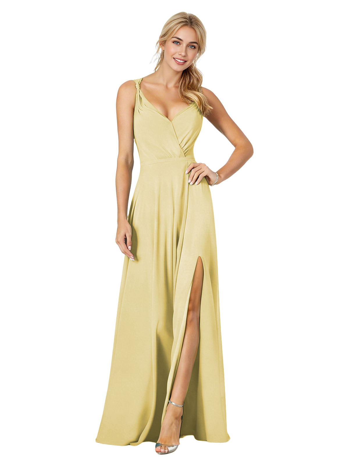 Sweetheart Chiffon Bridesmaid Dress with Spaghetti Straps and Slit