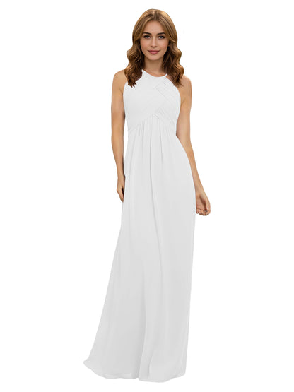 Twist Halter Chiffon Bridesmaid Dress with Keyhole Bodice