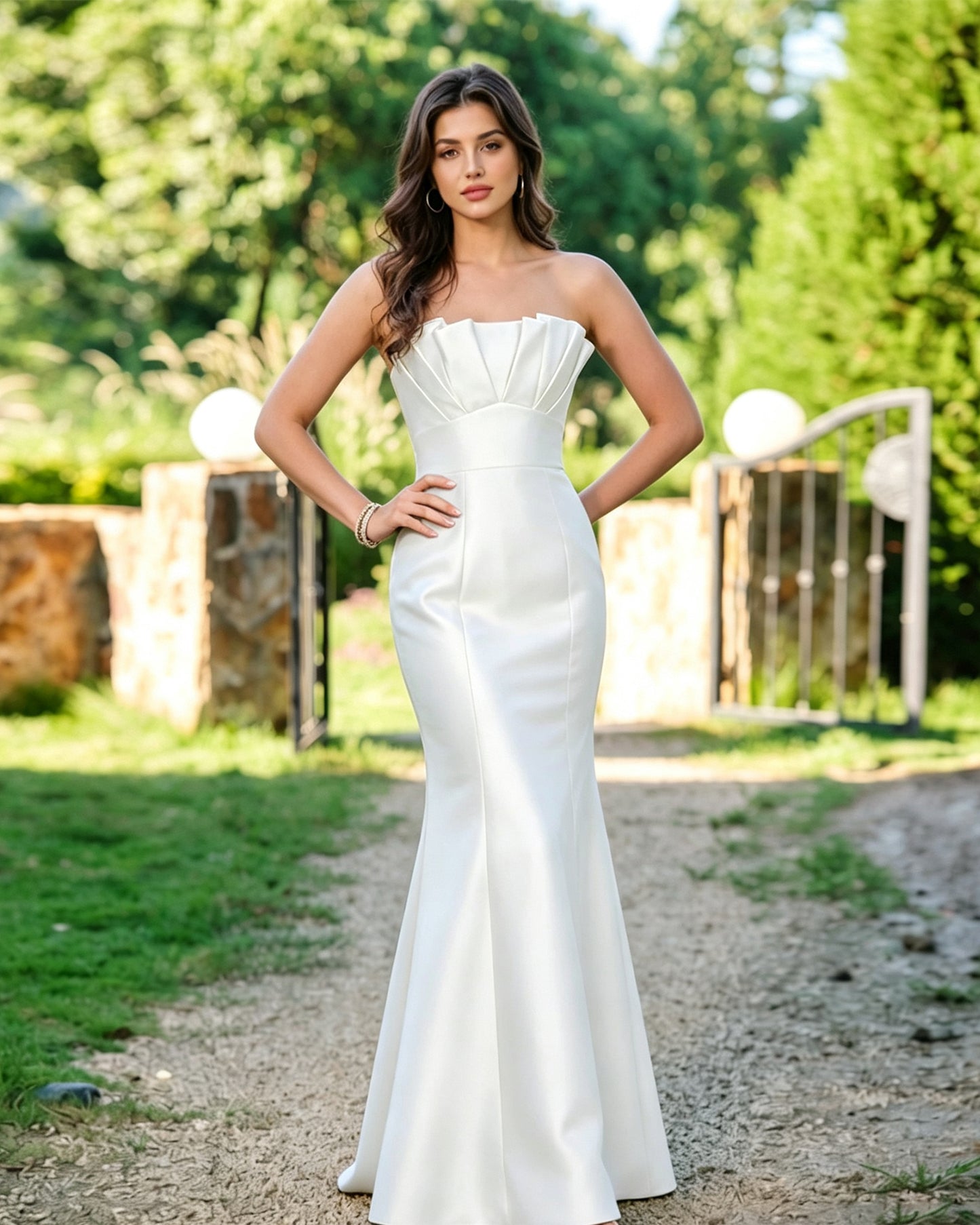 Strapless Pleated Bodice Formal Dress with Mermaid dress