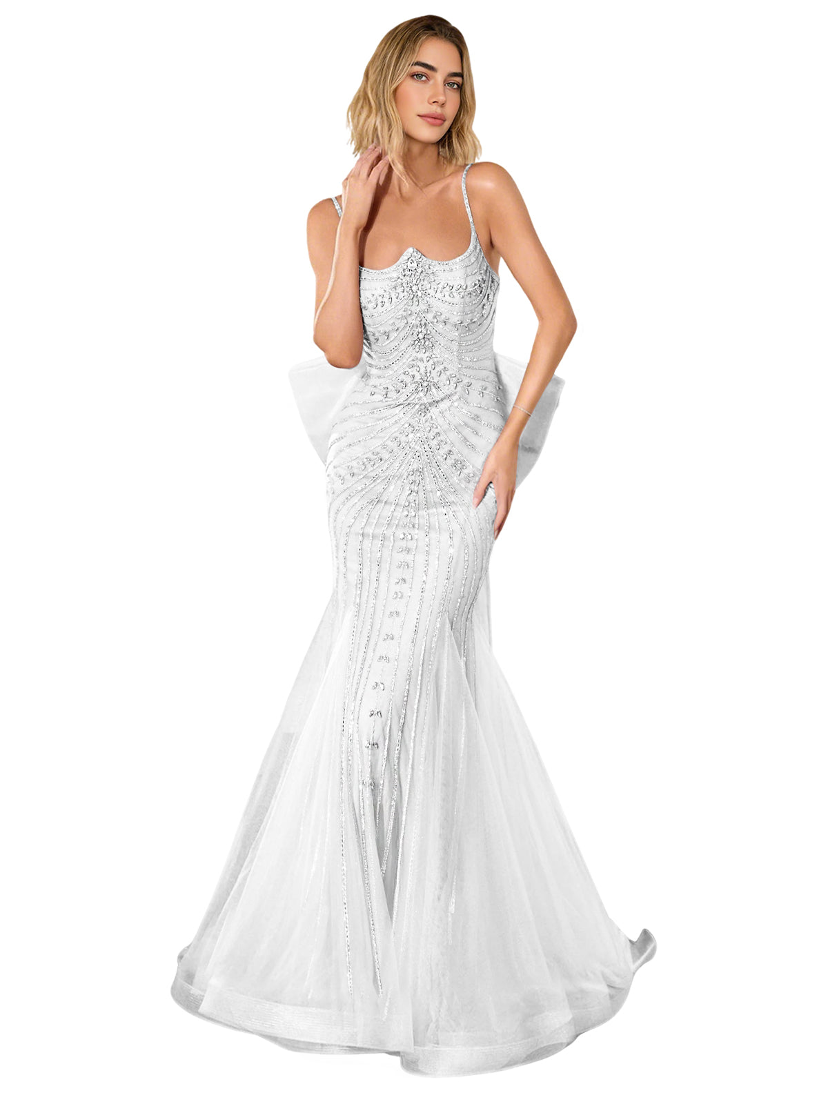 Strapless Lace Trumpet Prom Dress with Corset Back and Sweep Train