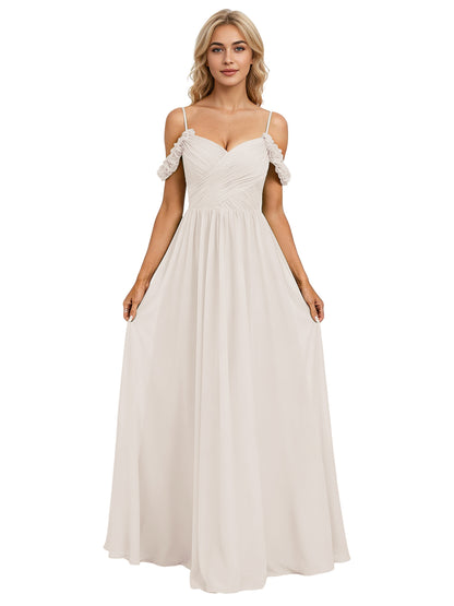 Off Shoulder Lace Applique Bridesmaid Dress with Flowing Chiffon dress