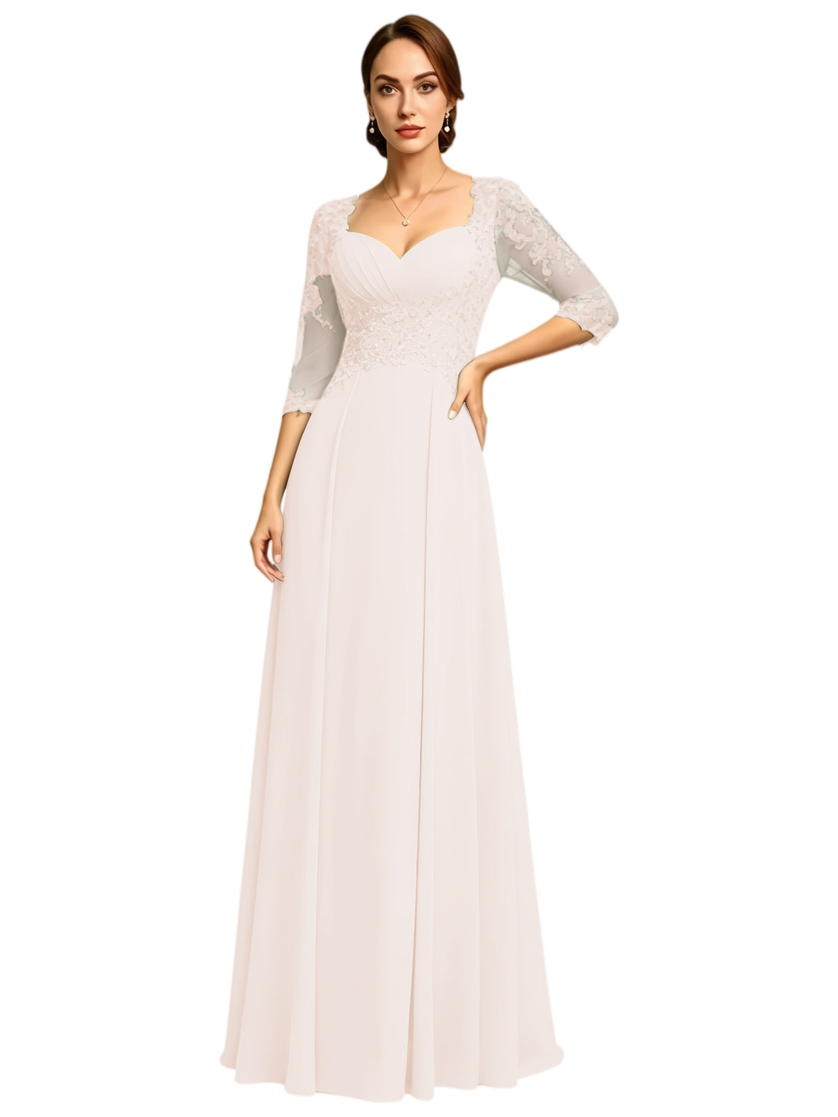 Long Sweetheart Mother of the Bride Dress Lace Jacket Chiffon A-Line Formal Gown