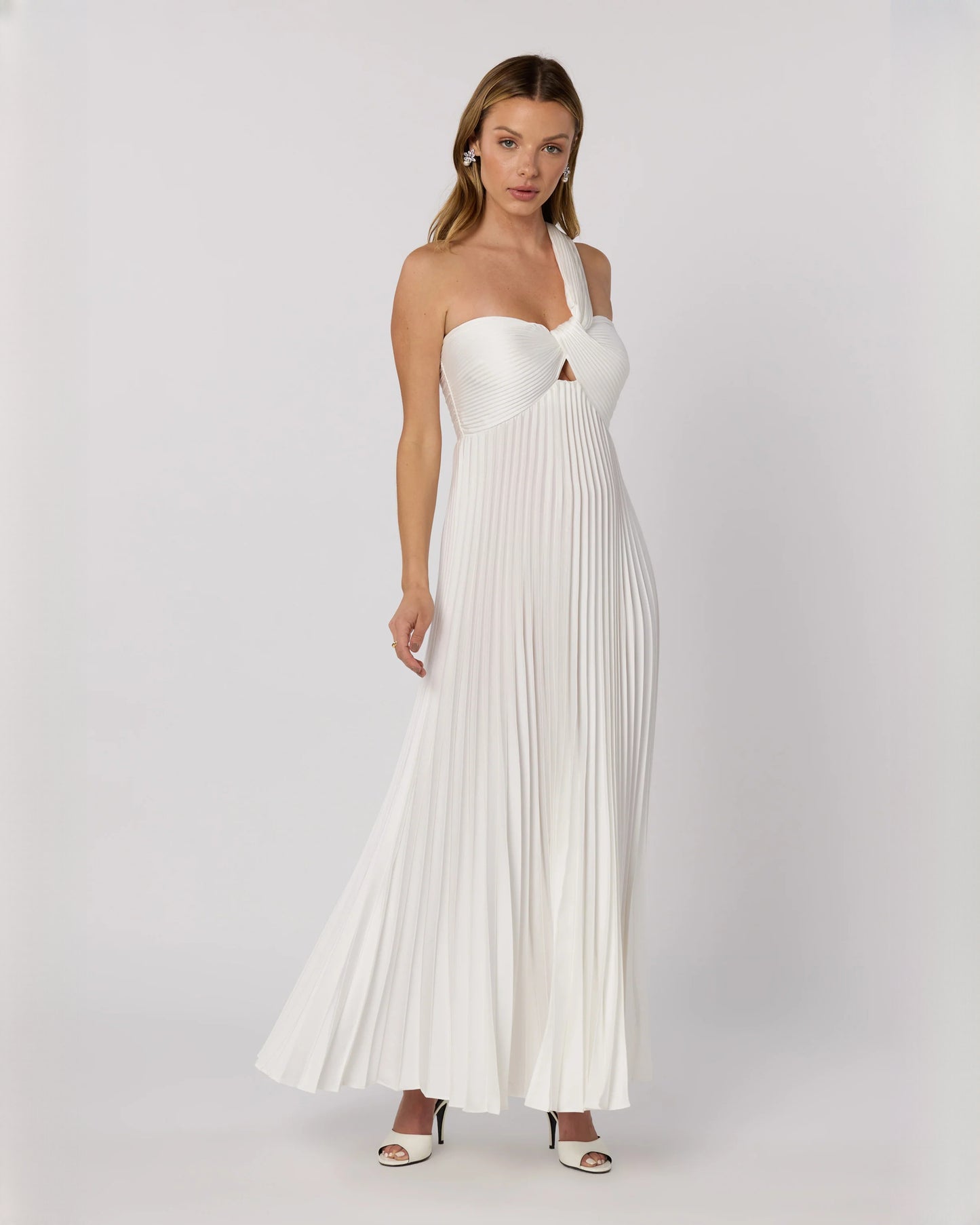 Romantic Wedding Ceremony One-Shoulder Chiffon A-Line Maxi Bridesmaid Dress