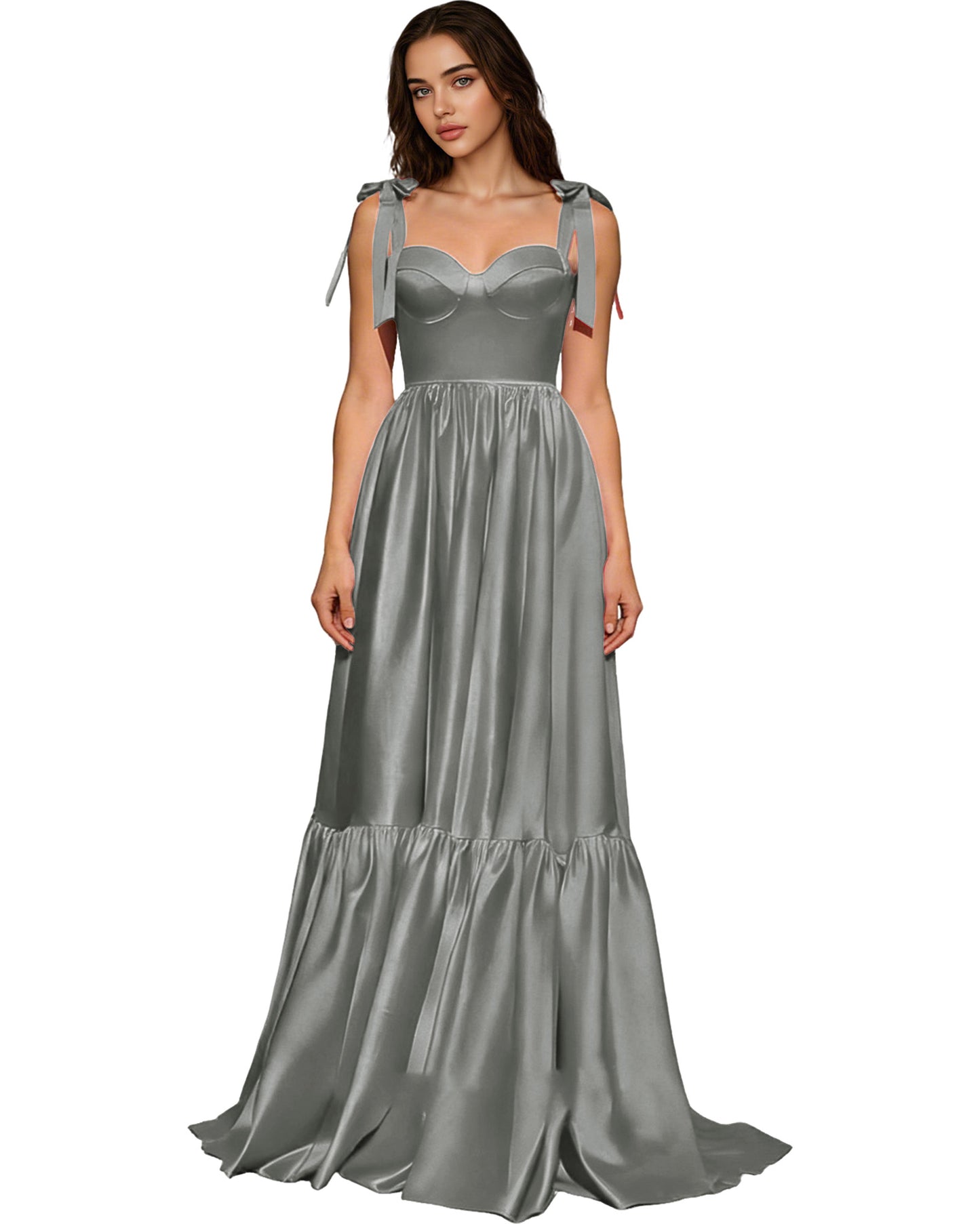 Strapless Black Tulle Ball Gown with Bow Straps and Corset Bodice