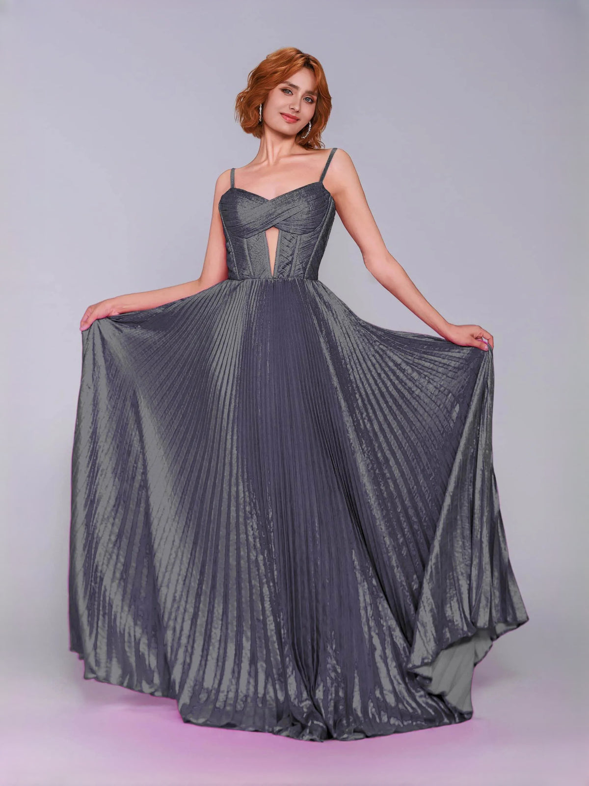 Ruched Pleated Sweetheart A-Line Floor-Length Satin Prom Dress for Winter Formal