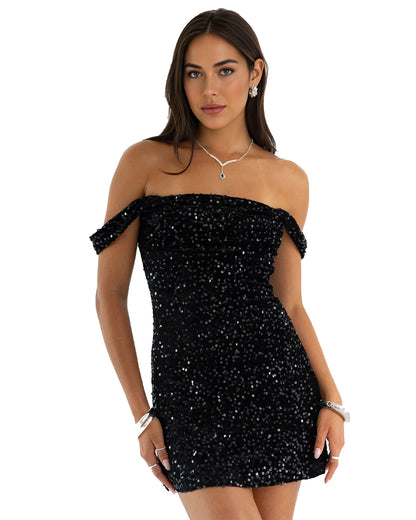 Off Shoulder Bow Sleeve Satin Bodycon Homecoming Dress