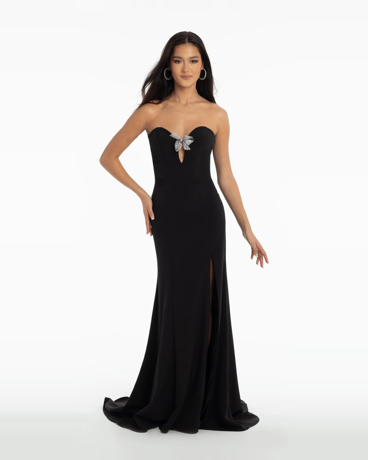 Side-Slit Bow Sweetheart Trumpet Maxi Prom Dress for Awards Dinner