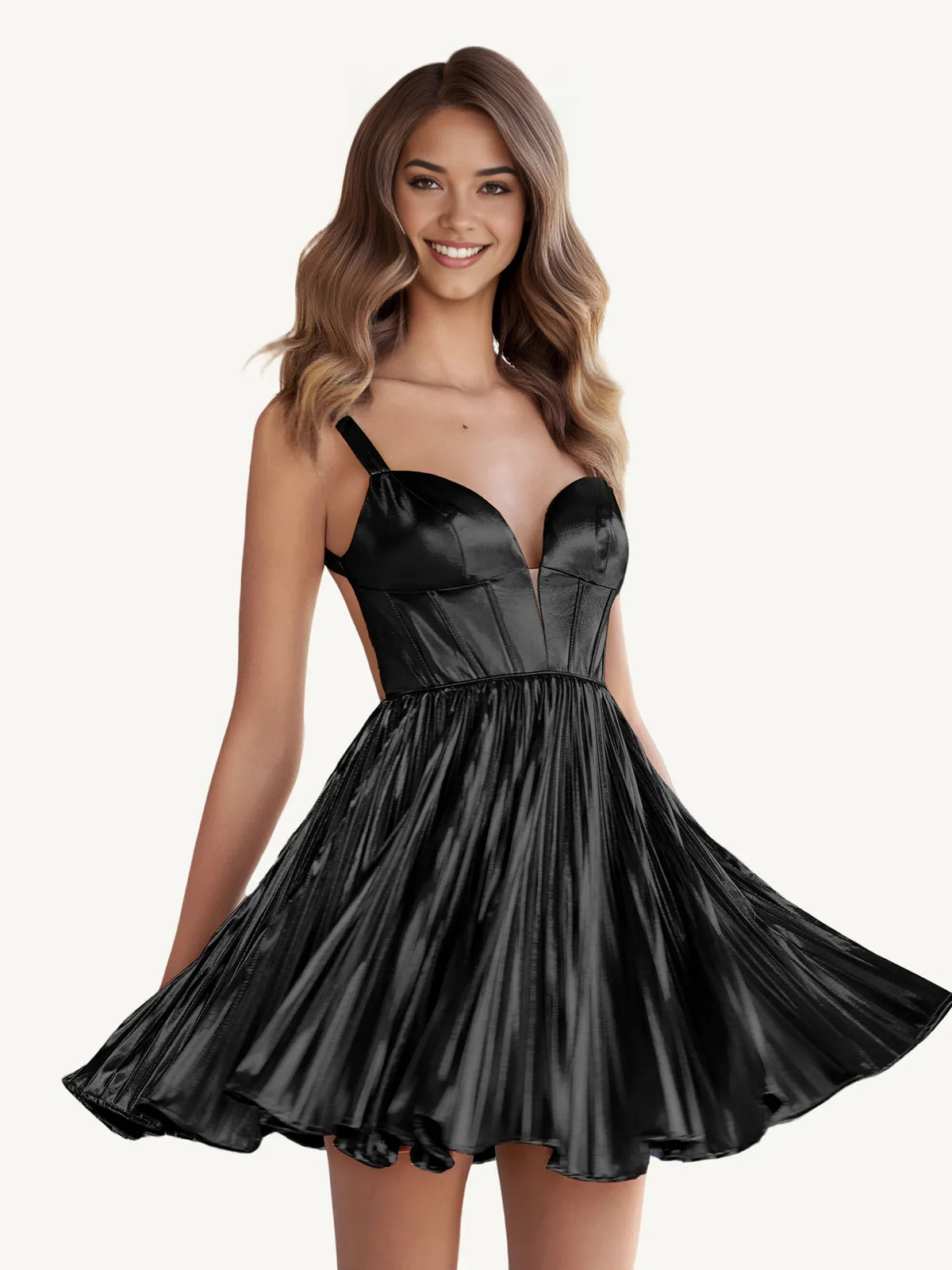 Pleated Corset Backless Sweetheart A-Line Mini Homecoming Dress for Prom Night