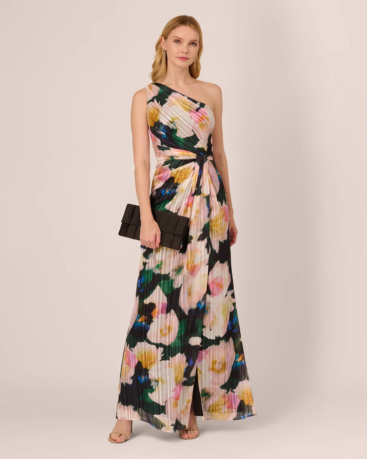 Pleated Draped One Shoulder Mermaid Floor-Length Mother of the Bride Dress for Evening Wedding