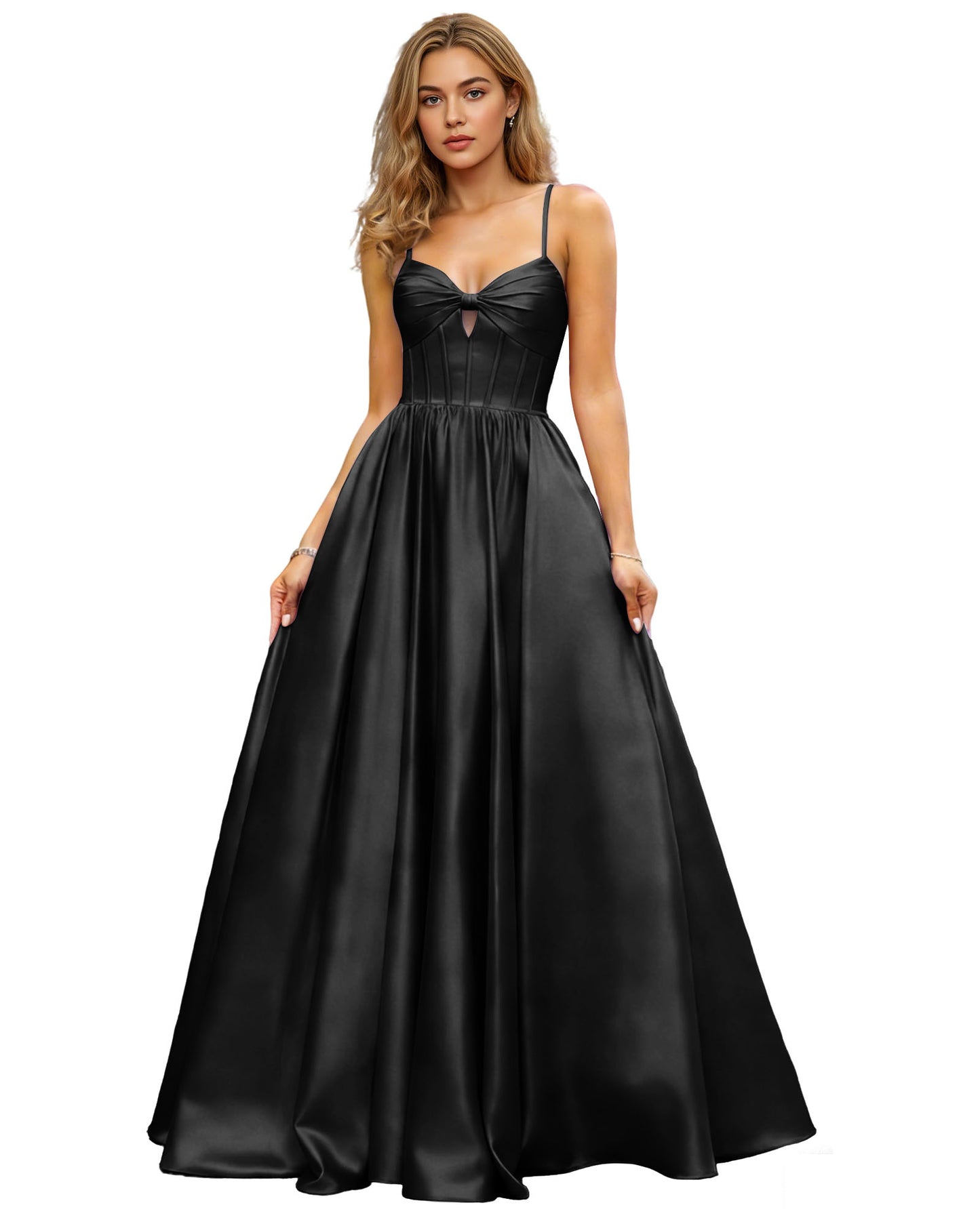 Spaghetti Strap Chiffon Empire Waist Prom Dress with Flowing dress