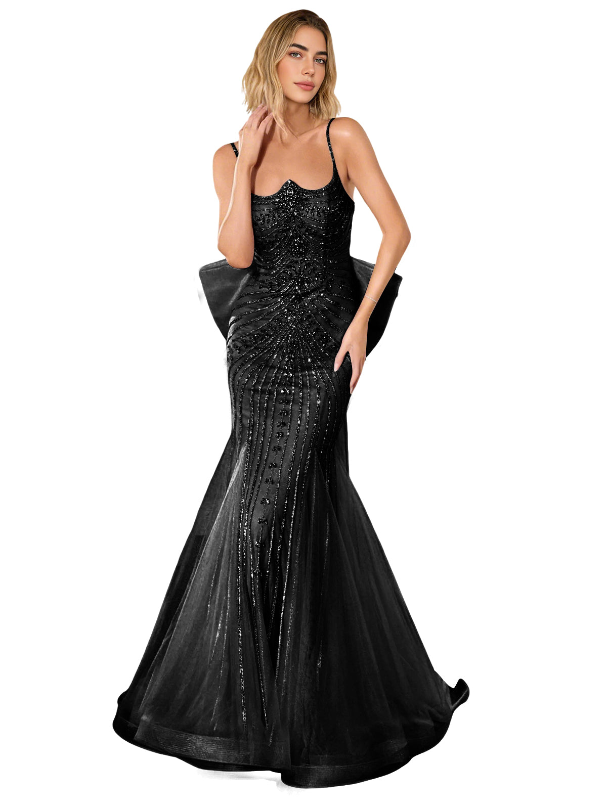 Strapless Lace Trumpet Prom Dress with Corset Back and Sweep Train