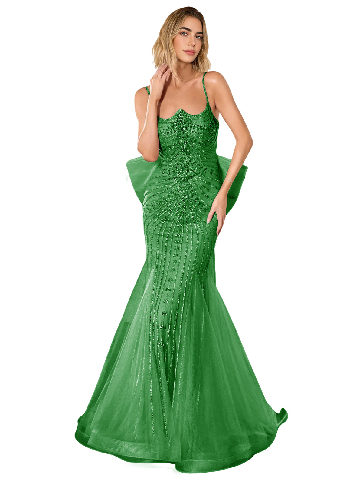 Strapless Lace Trumpet Prom Dress with Corset Back and Sweep Train