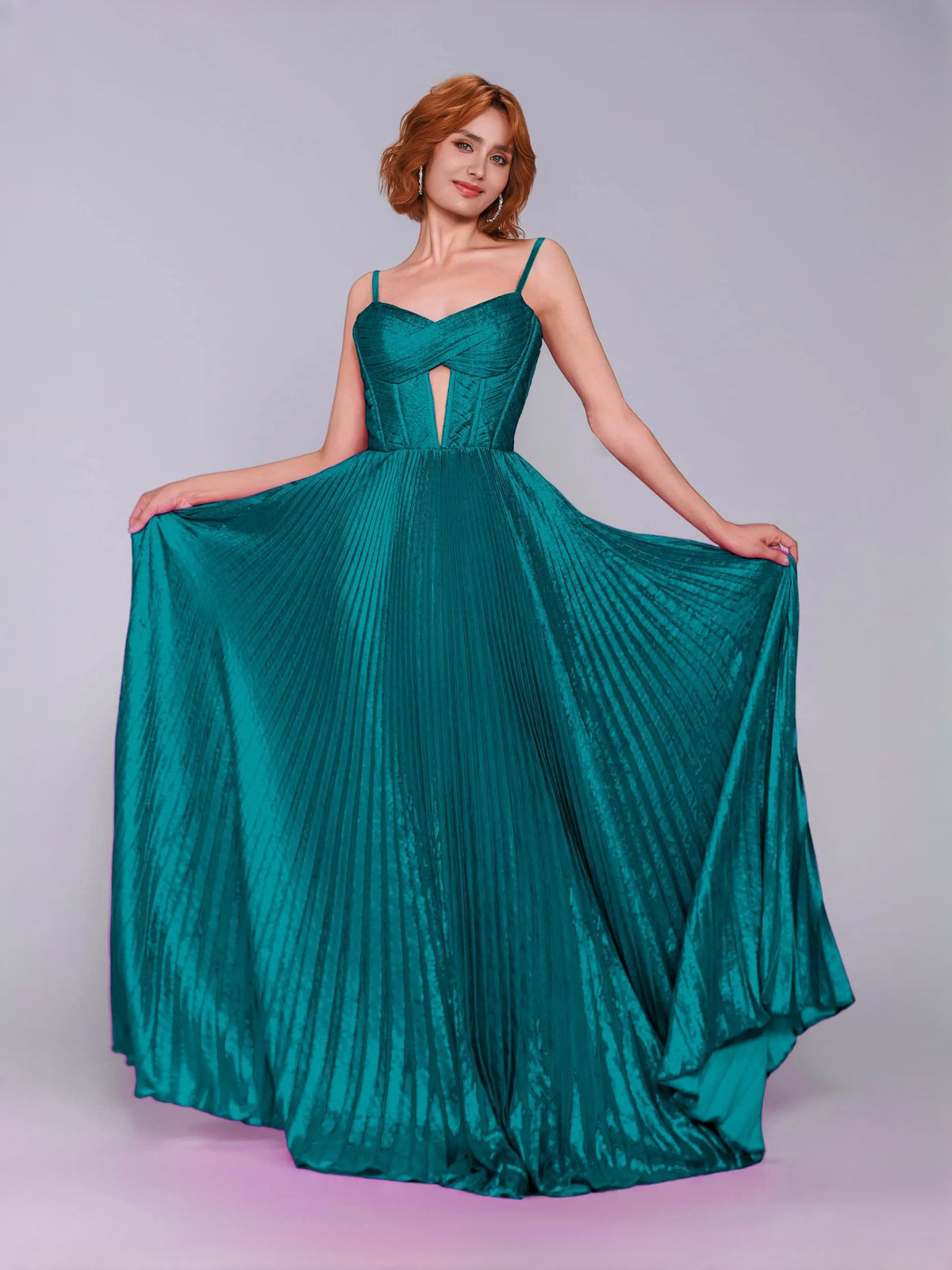 Ruched Pleated Sweetheart A-Line Floor-Length Satin Prom Dress for Winter Formal