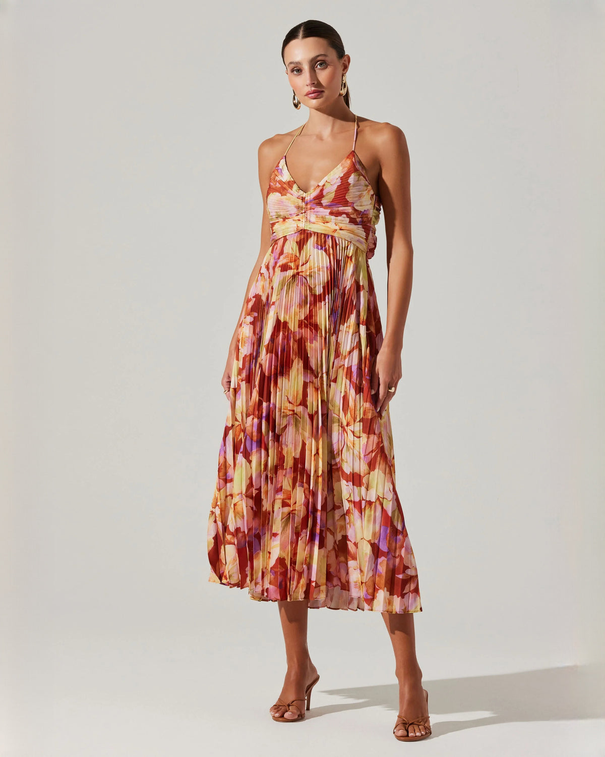Elegant Wedding Party Sleeveless Chiffon A-Line Midi Bridesmaid Dress