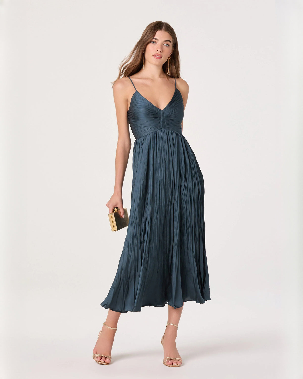 Elegant Wedding Ceremony Sleeveless Chiffon A-Line Midi Bridesmaid Dress
