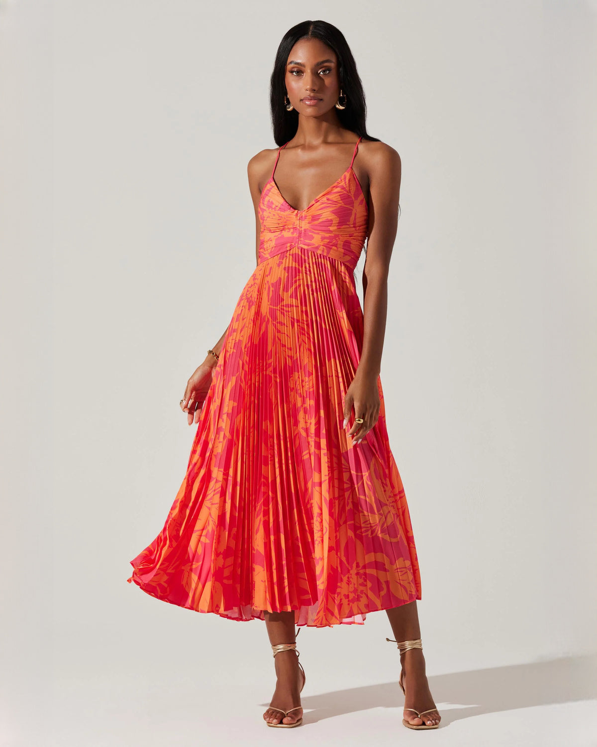 Elegant Wedding Party Sleeveless Chiffon A-Line Midi Bridesmaid Dress