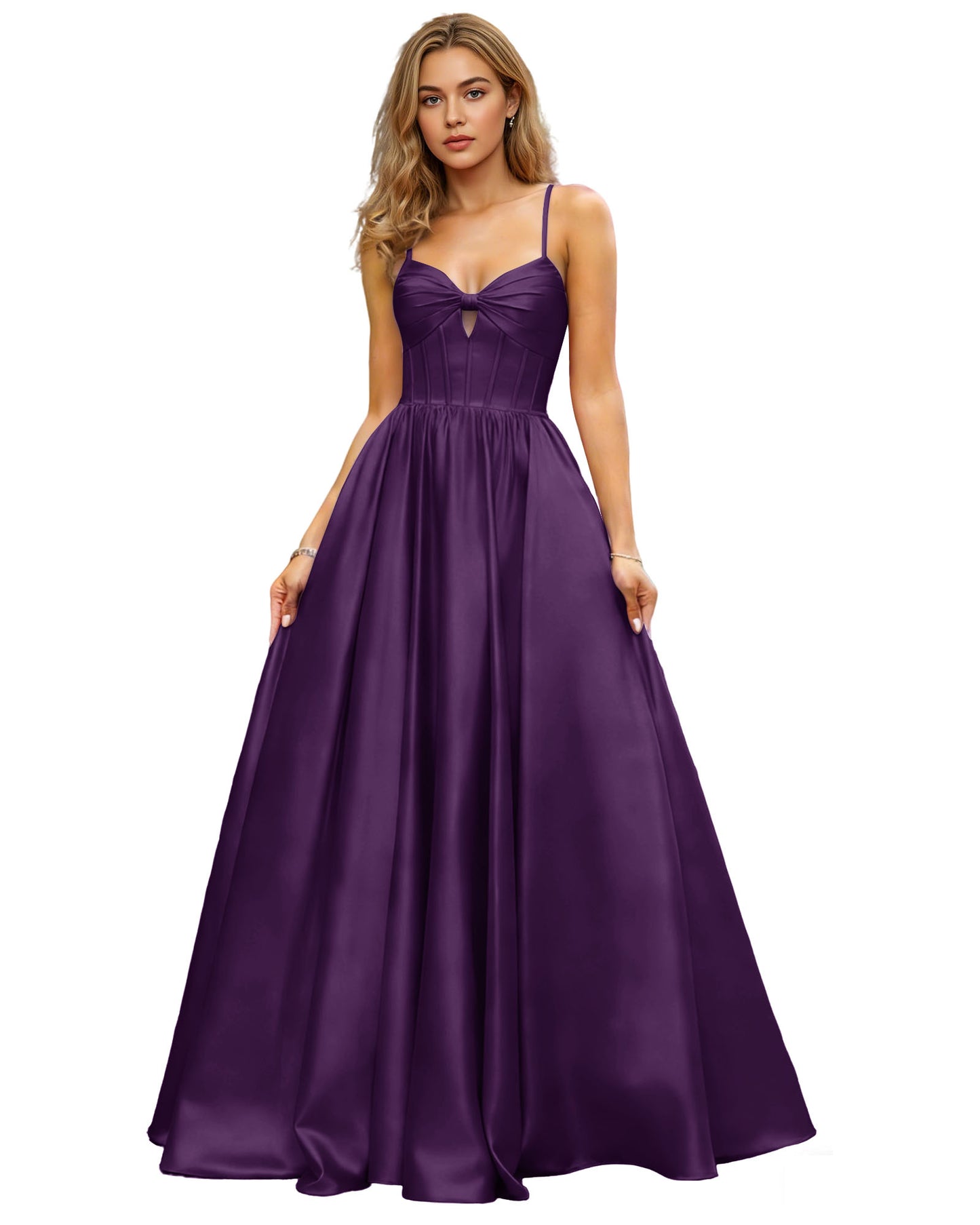 Spaghetti Strap Chiffon Empire Waist Prom Dress with Flowing dress