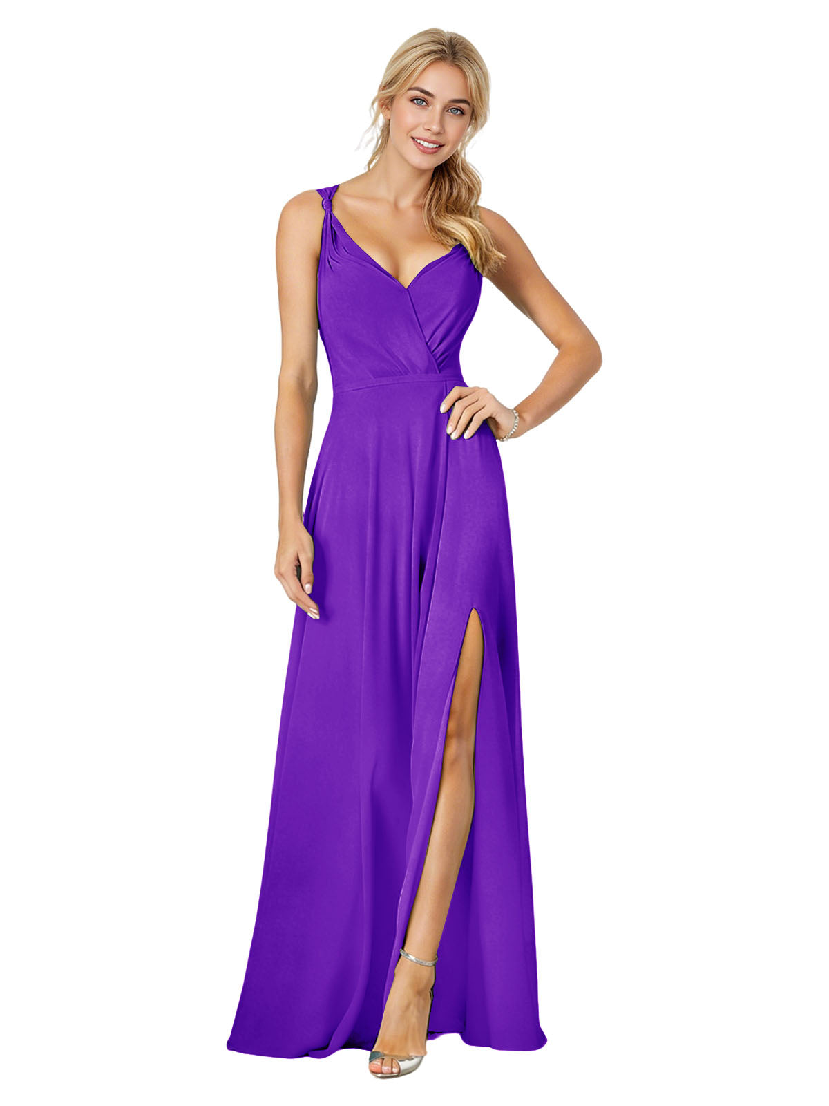 Sweetheart Chiffon Bridesmaid Dress with Spaghetti Straps and Slit