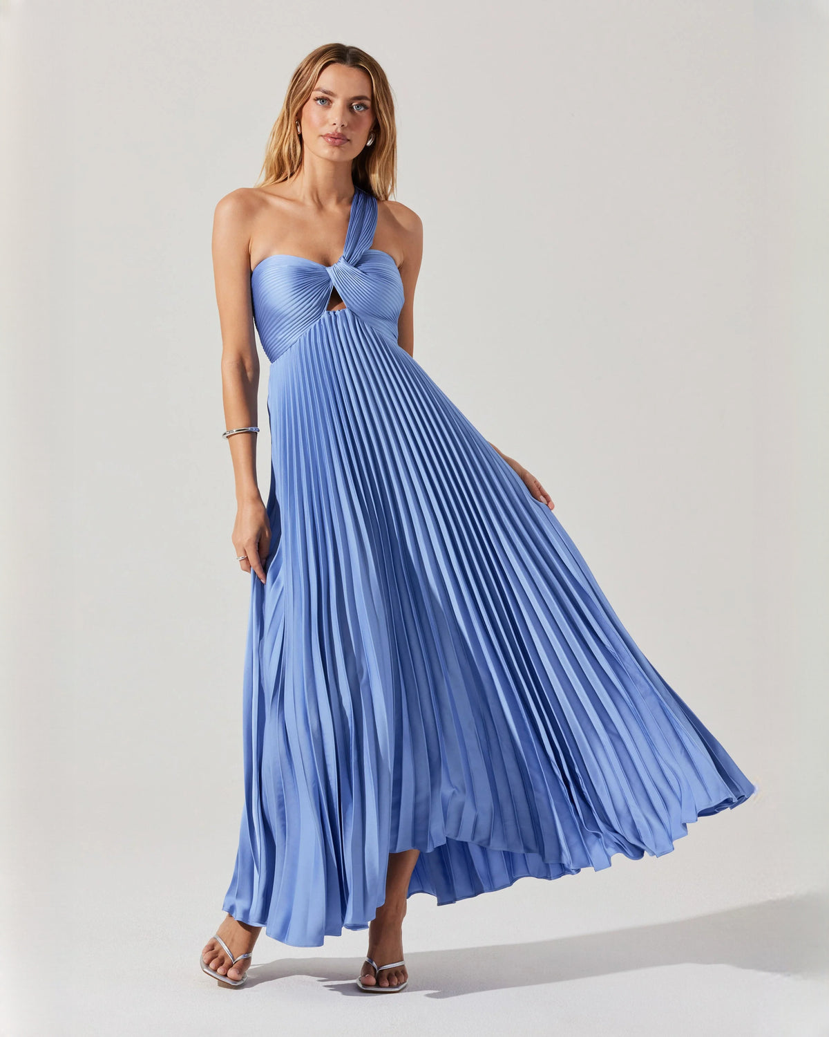 Romantic Wedding Ceremony One-Shoulder Chiffon A-Line Maxi Bridesmaid Dress