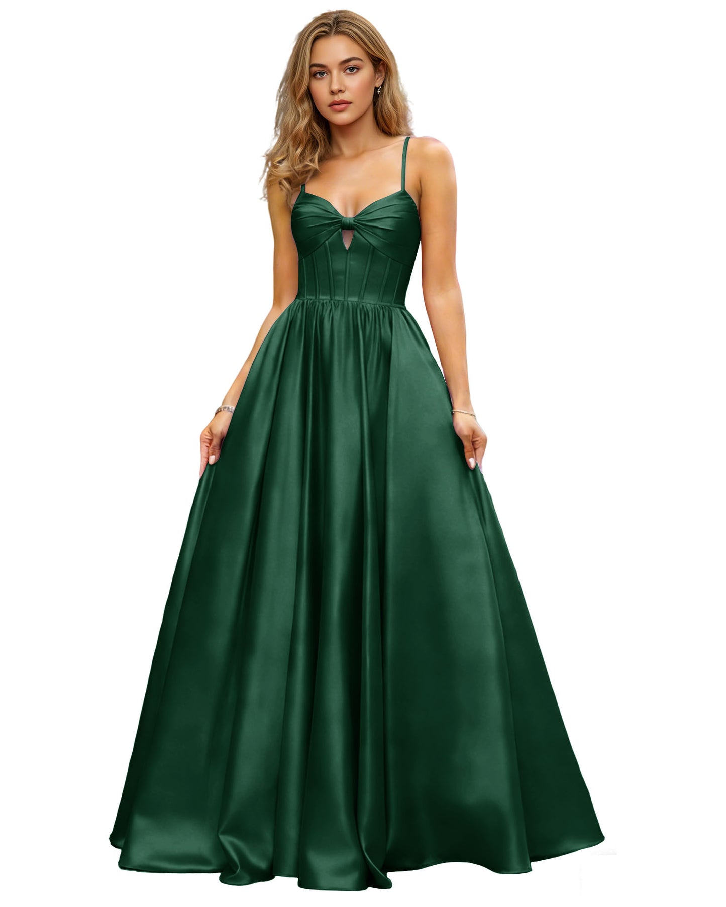 Spaghetti Strap Chiffon Empire Waist Prom Dress with Flowing dress