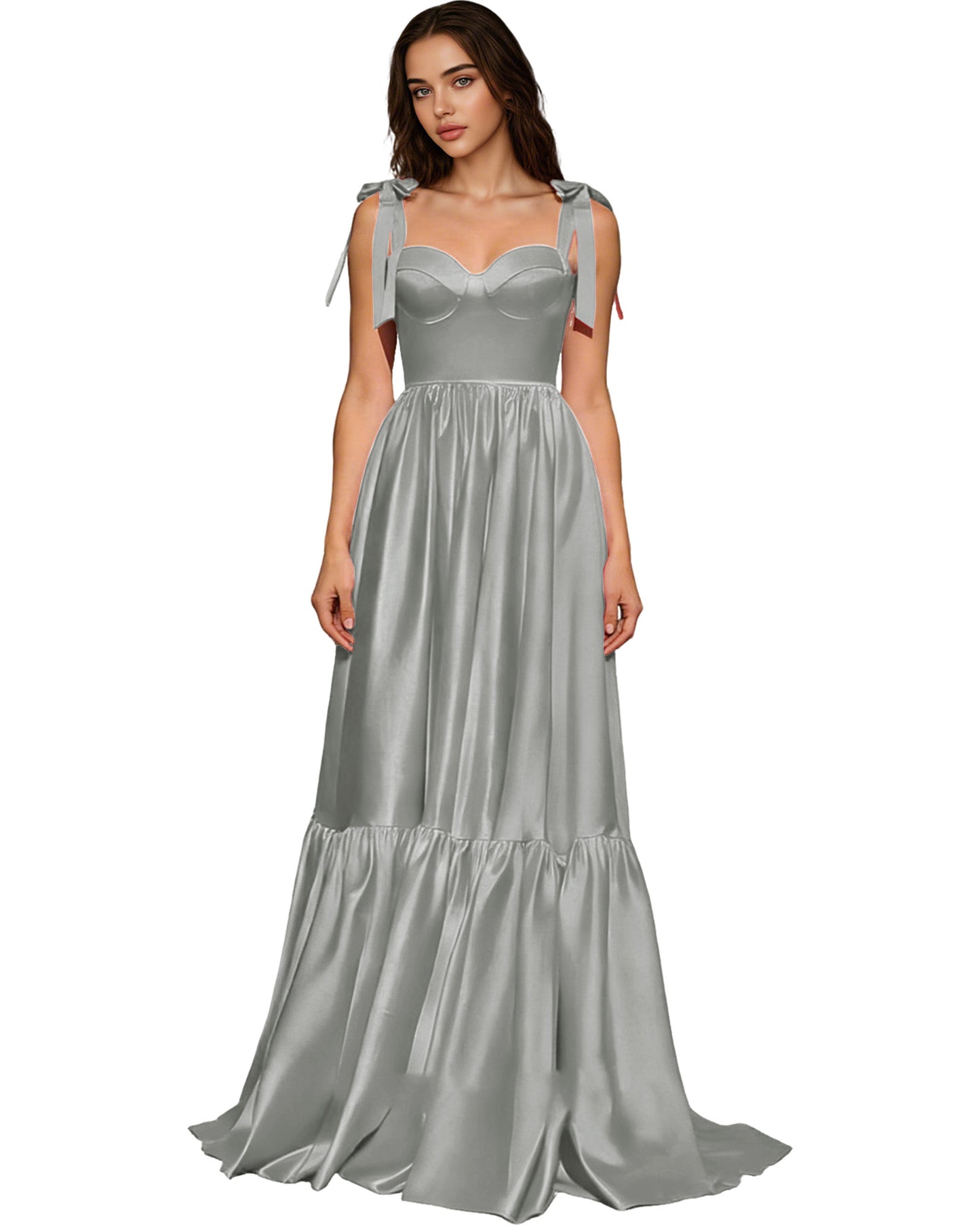Strapless Black Tulle Ball Gown with Bow Straps and Corset Bodice
