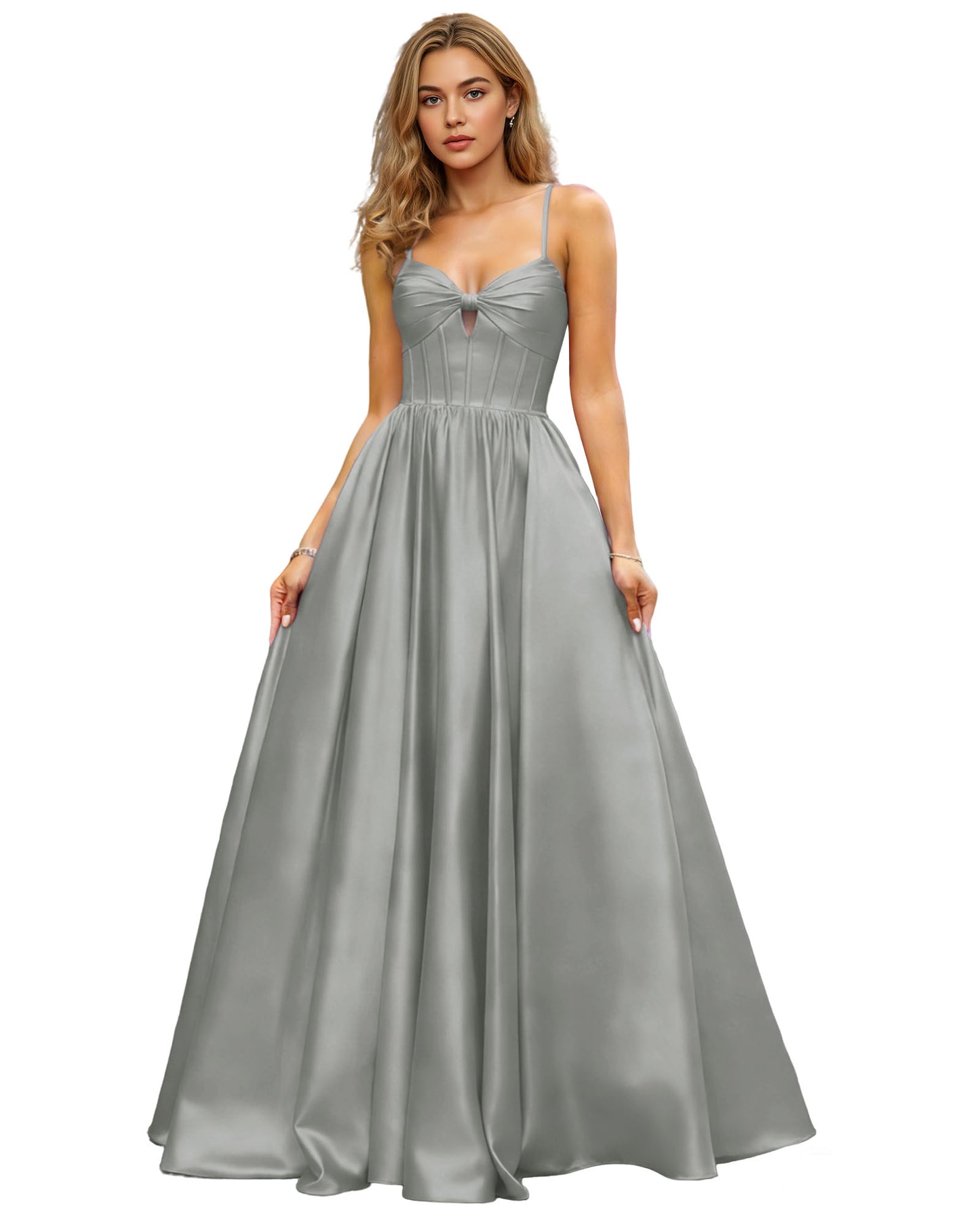 Spaghetti Strap Chiffon Empire Waist Prom Dress with Flowing dress