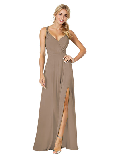 Sweetheart Chiffon Bridesmaid Dress with Spaghetti Straps and Slit