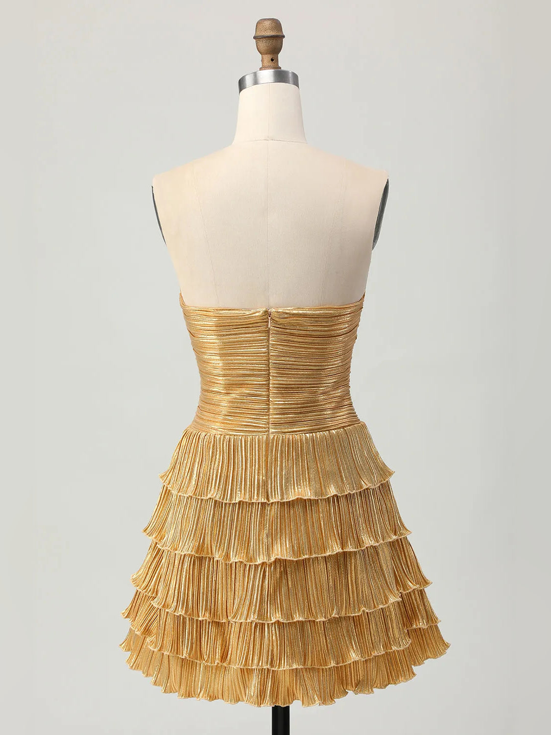 Pleated Cut-Out Ruffled Strapless Fit-and-Flare Mini Homecoming Dress for Dinner Party