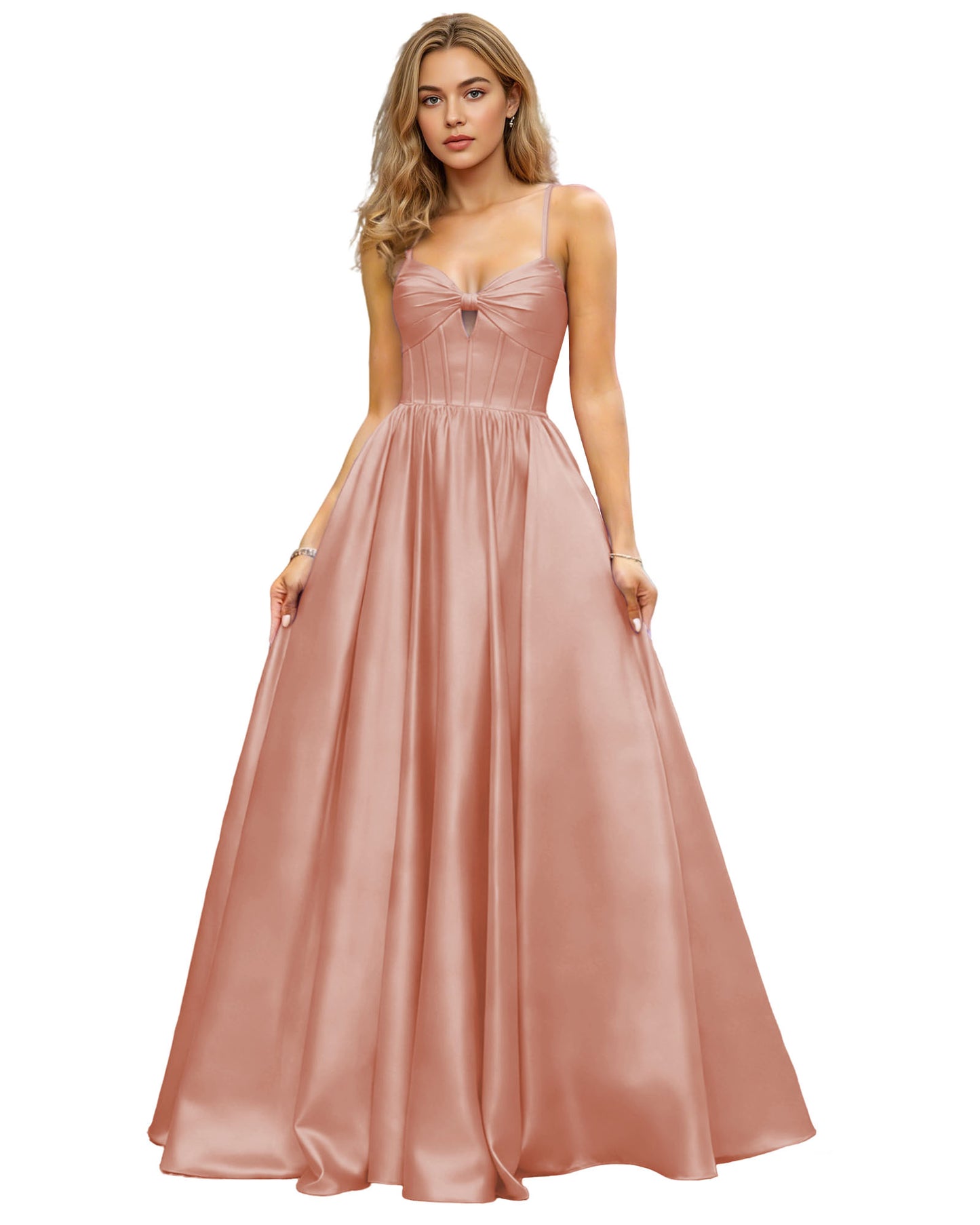 Spaghetti Strap Chiffon Empire Waist Prom Dress with Flowing dress