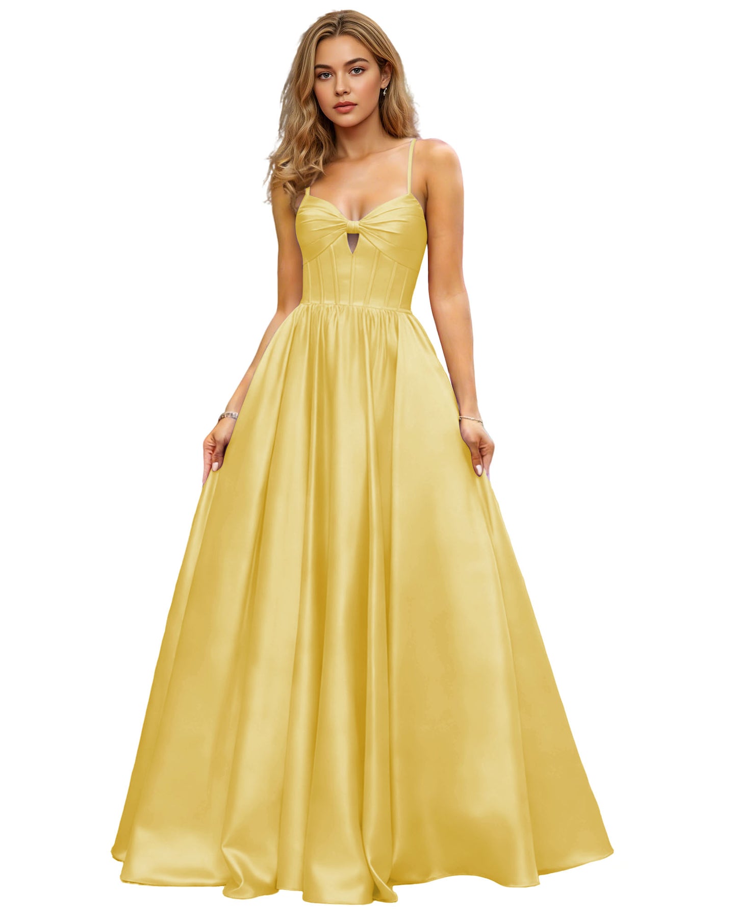 Spaghetti Strap Chiffon Empire Waist Prom Dress with Flowing dress