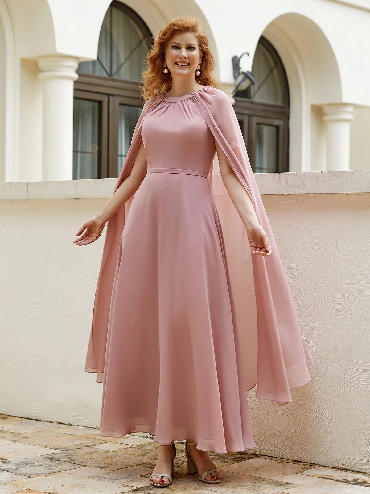 A-Line Floor-Length Chiffon Mother of the Bride Dress for Vineyard Wedding