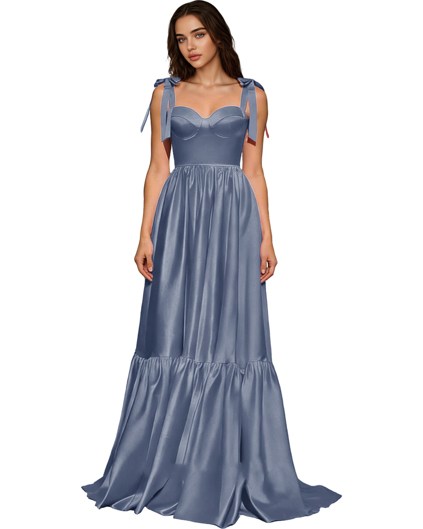 Strapless Black Tulle Ball Gown with Bow Straps and Corset Bodice